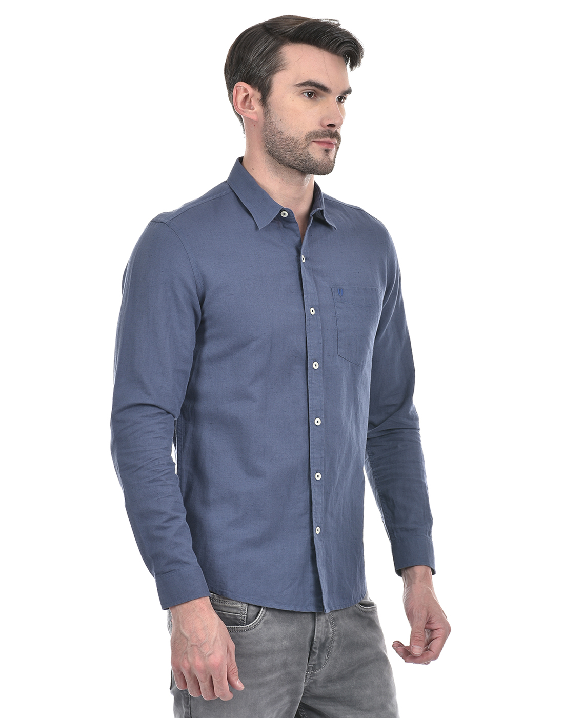 Numero Uno Men Solid Blue Shirt